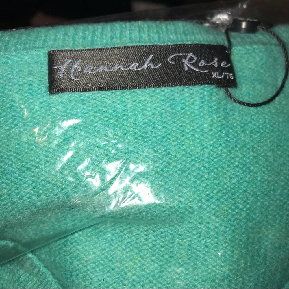 Hannah Rose Women Green Yellow Pineapple 100% Cashmere Sweater NWT - Picture 5 of 6
